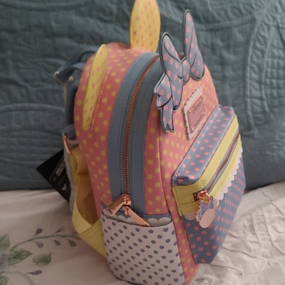 Disney Pink and Yellow Polka Dot Kids Backpack - Picture 3 of 6
